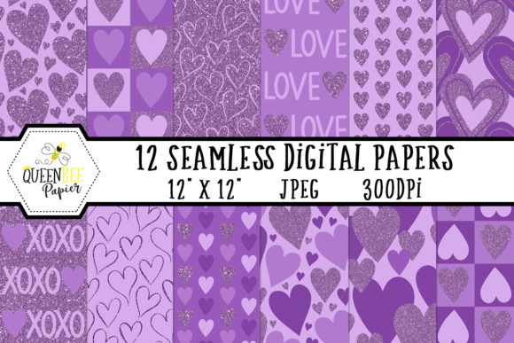 Download Purple Glitter Heart Digital Paper Pack - Purple glitter Collection