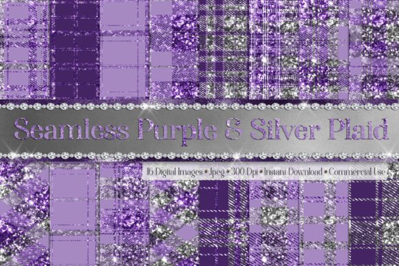 Download Silver Purple Glitter Plaid Patterns - Purple glitter Collection